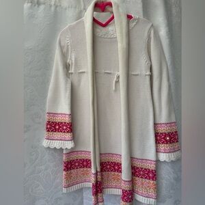 Girls sweater dress with scarf